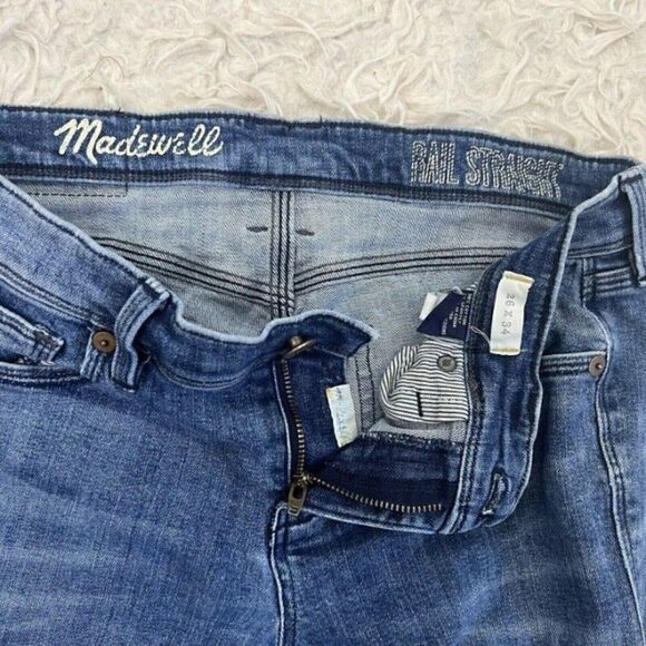 Madewell Low Rise Rail Straight Leg Denim Blue Jeans Women's 26 Dark Wash - Picture 4 of 11
